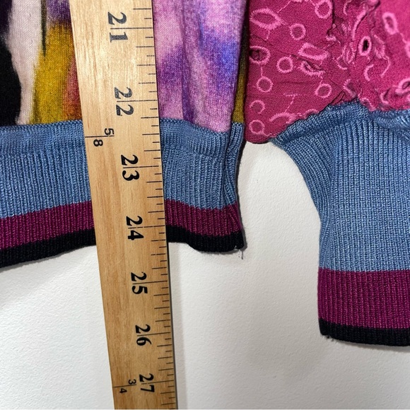 Anthropologie Bl^nk London Pullover Top Women S Pink Contrast Eyelet Puff Sleeve - Picture 8 of 16